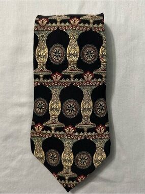 Metropolitan Museum of Art Silk Tie Vintage Renaissance Chalice Rosette Pattern